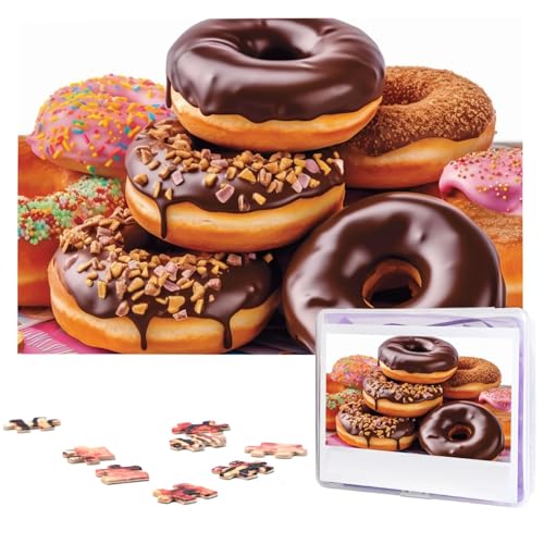 Donuts Schokoladenpuzzles 1000 Teile personalisierte Puzzles Fotos Puzzle für Familie Bild Puzzle für Erwachsene Hochzeit Geburtstag (74,9 x 50 cm) von KHiry