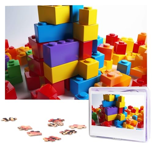 KHiry Puzzles, 1000 Teile, personalisierbar, bunte Bausteine, Fotopuzzle, herausforderndes Bild, Puzzle für Erwachsene, personalisierbares Puzzle mit Aufbewahrungstasche (74,9 x 50 cm) von KHiry