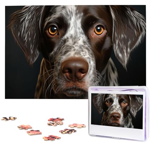 KHiry Puzzles, 1000 Teile, personalisiertes Puzzle, brauner und grauer Hund, Fotopuzzle, herausforderndes Bild, Puzzle für Erwachsene, personalisierbares Puzzle mit Aufbewahrungstasche (74,9 x 50 cm) von KHiry