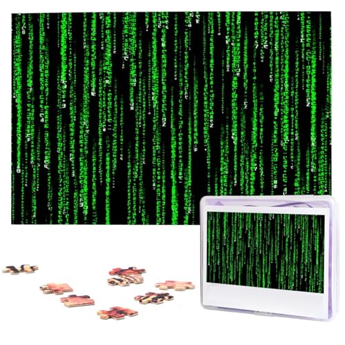 KHiry Puzzles, 1000 Teile, personalisiertes Puzzle, grüne Matrix, Fotopuzzle, herausforderndes Bild, Puzzle für Erwachsene, personalisierbares Puzzle mit Aufbewahrungstasche (74,9 x 50 cm) von KHiry