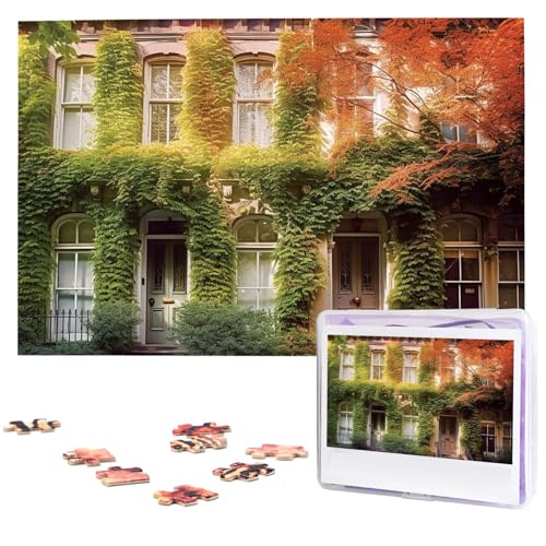 Leafy Townhouses Puzzles 1000 Teile Personalisierte Puzzles Fotos Puzzle für Familie Bilderpuzzle für Erwachsene Hochzeit Geburtstag (74,9 x 50 cm) von KHiry