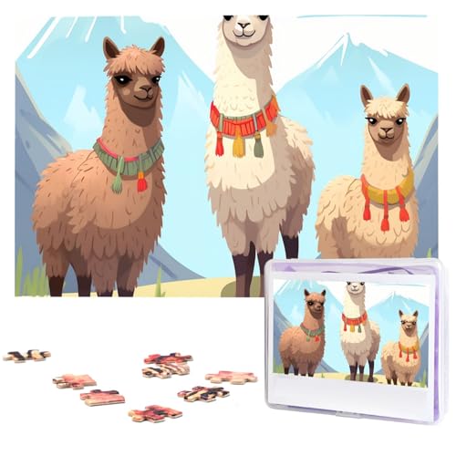 Llama- und Alpaka-Puzzles, 1000 Teile, personalisierte Puzzles, Foto-Puzzle für Familie, Bilderpuzzle für Erwachsene, Hochzeit, Geburtstag (74,9 x 50 cm) von KHiry