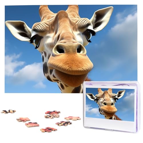 Lustige Giraffen-Puzzle, 1000 Teile, personalisiertes Puzzle, Foto-Puzzle für Familie, Bilderpuzzle für Erwachsene, Hochzeit, Geburtstag (74,9 x 50 cm) von KHiry
