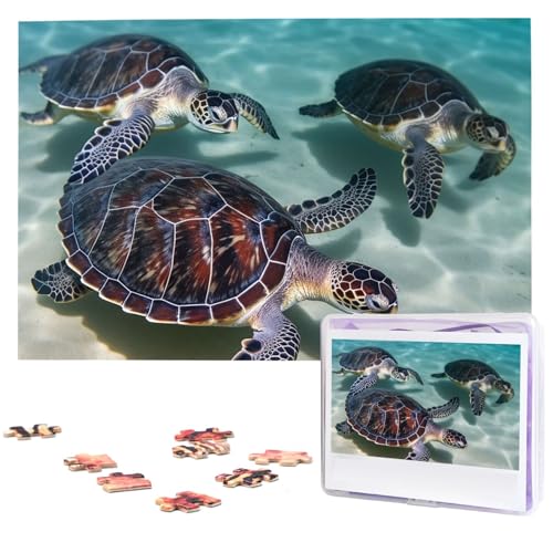 Meeresschildkröten-Puzzle, 1000 Teile, personalisiertes Puzzle, Foto-Puzzle für Familie, Bilderpuzzle für Erwachsene, Hochzeit, Geburtstag (74,9 x 50 cm) von KHiry