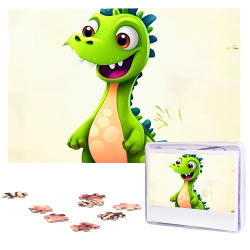 Niedliche Dinosaurier-Puzzles, 1000 Teile, personalisiertes Puzzle, Foto-Puzzle für Familie, Bilderpuzzle für Erwachsene, Hochzeit, Geburtstag (74,9 x 50 cm) von KHiry