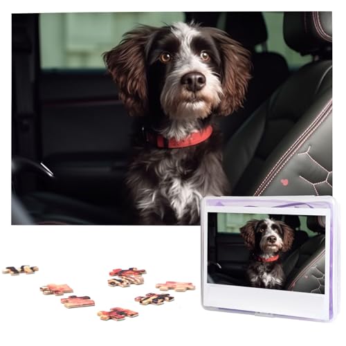 Puzzle mit Hund im Autositz, 1000 Teile, personalisierbar, Foto-Puzzle für Familie, Bilderpuzzle für Erwachsene, Hochzeit, Geburtstag (74,9 x 50 cm) von KHiry