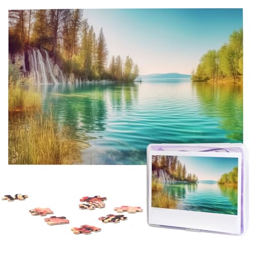 Wasser und See Landschaft Puzzles 1000 Teile personalisierte Puzzles Fotos Puzzle für Familie Bild Puzzle für Erwachsene Hochzeit Geburtstag (74,9 x 50 cm) von KHiry