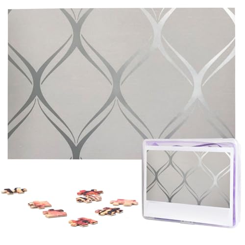 Wave Geometric Grey Silver Puzzles 1000 Pieces Personalized Jigsaw Puzzles Photos Puzzle for Family Picture Puzzle for Adults Wedding Birthday (74.9 cm x 50.0 cm) von KHiry