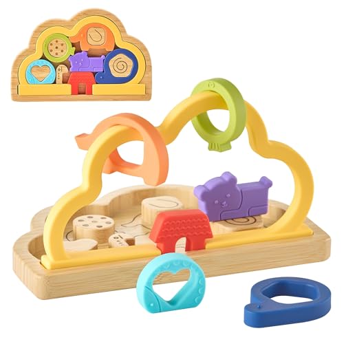 KIAANS Beißring Baby Spielzeug Hochstuhl Spielzeug Perlenlabyrinth Spielzeug für Kleinkinder Wolke Montessori Sortierspielzeug (Blau) von KIAANS