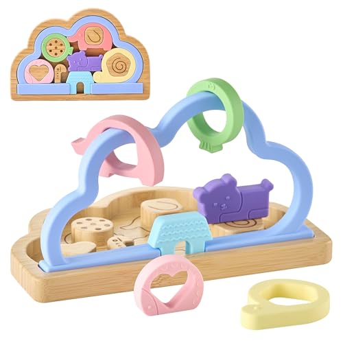 KIAANS Beißring Baby Spielzeug Hochstuhl Spielzeug Perlenlabyrinth Spielzeug für Kleinkinder Wolke Montessori Sortierspielzeug (Gelb) von KIAANS