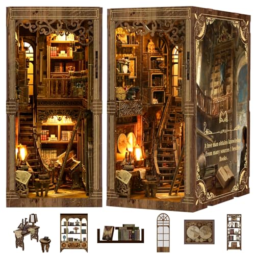 KIBLAH Book Nook Kit für alte Bücher Sammlung Raum - DIY 3D Holz Puppenhaus Kit mit LED Beleuchtung, Vintage Bücherregal Dekor & Kreatives Geschenk KIBLAH Book Nook Kit für alte Bücher Sammlung Raum - DIY 3D Holz Puppenhaus Kit mit LED Beleuchtung, Vintage Bücherregal Dekor & Kreatives Geschenk von KIBLAH