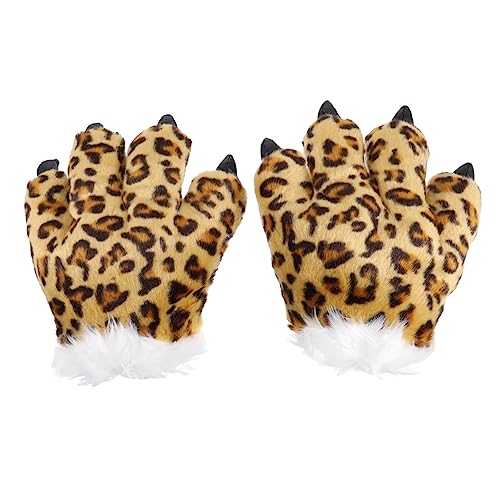 KICHOUSE 1 Paar Handschuhe inspiriert Pfoten Kostüm winterhandschuh rekawiczki zimowe Fasching Stulpen Haustierzubehör Stoff Leopard von KICHOUSE