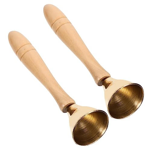 KICHOUSE 1 Paar Läute Die Glocke Musik Instrument Zittern Glocken Handglocke Für Klassenzimmer Kinderhandglocke Handglocke Für Kinderspielzeug Pinus Sylvestris Golden von KICHOUSE