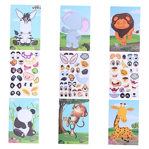KICHOUSE 1 Satz Aufkleber Mit Wechselnden Tiergesichtern Tier-Mix-and-Match-Aufkleber Puzzle-Aufkleber Für Machen Sie Ihren Eigenen Tiergesichtsaufkleber Aufkleber Colorful von KICHOUSE