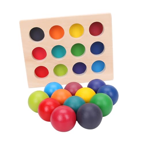 KICHOUSE 1 Satz Ballspielzeug sortieren Puzzle kinderpuzzle Lernspielzeug Holzblöcke Sortierspielzeug Regenbogen- aus Holz Farblich passendes hölzern von KICHOUSE