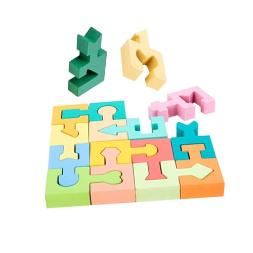 KICHOUSE 1 Satz Bausteine ​​Puzzle Vorschulgeometrie rätsel Lernblock Formen für spielzeuge für Langlebiges Kinderspielzeug passendes Holz von KICHOUSE
