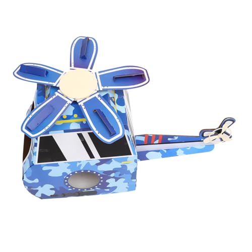 KICHOUSE 1 Satz DIY Tragbares Kartonflugzeug Kostüm für Drehbarem Camouflage Helikopter Blau Kreatives für Drinnen und Draußen Fördert die Fantasie Feinmotorik von Kleinkindern von KICHOUSE