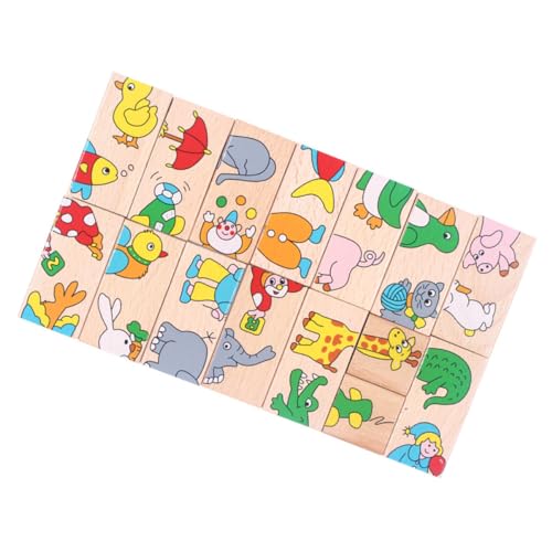 KICHOUSE 1 Satz Domino-Puzzle Puzzle rätselbuch adventsgeschenke Feinmotorik Holzpuzzle -Puzzle- Domino-Tier-Puzzle Regenbogen-Puzzle hölzern von KICHOUSE