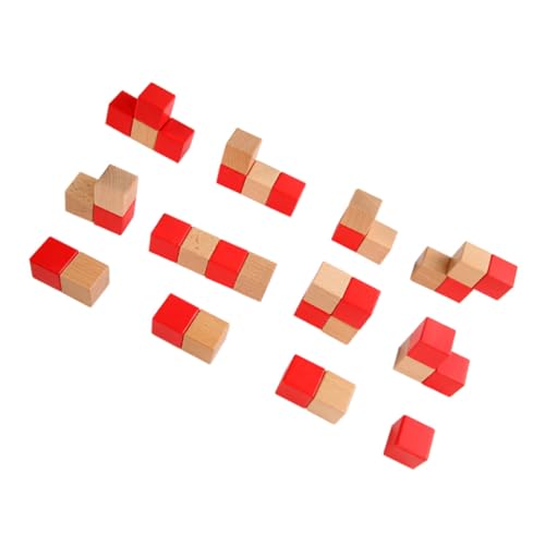 KICHOUSE 1 Satz Doppelte Farbblöcke farbige quadratische Blöcke pädagogische praktische Bausteine Holzwürfel Lehrmittel für Geometrie Bausteine lustige Blöcke von KICHOUSE