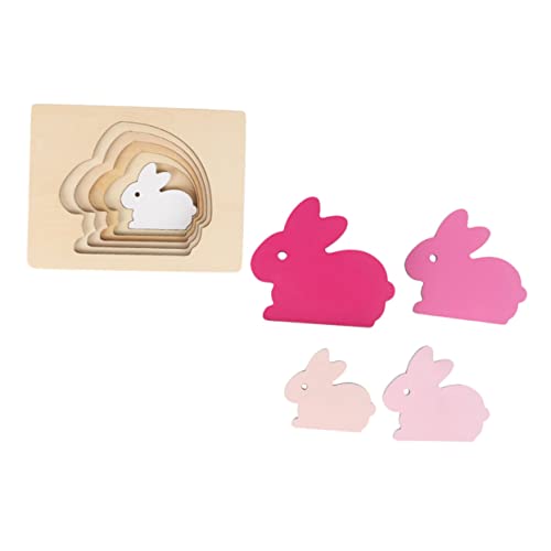 KICHOUSE 1 Satz Farberkennungsspielzeug Puzzle rätselbuch Kaninchen Puzzlematte Größe passendes mehrschichtiges größenanpassendes hölzern Rosa von KICHOUSE