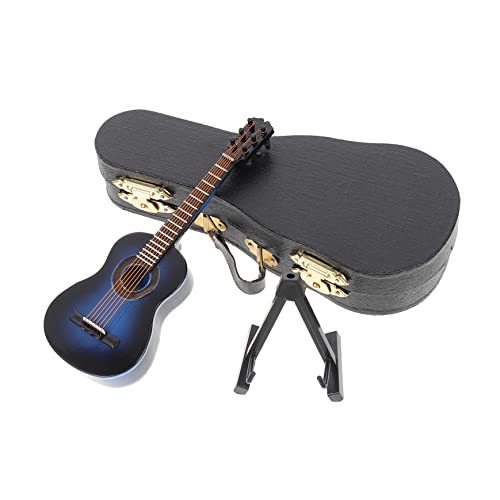 KICHOUSE 1 Satz Gitarrenmodell winzig Miniaturgitarre mit Ständer akustisch Ornamente schmücken wohnaccessoires Holzgitarren-Dekoration weihnachtsdeko Puppenhaus Gitarre Gitarrenstatue Blue von KICHOUSE