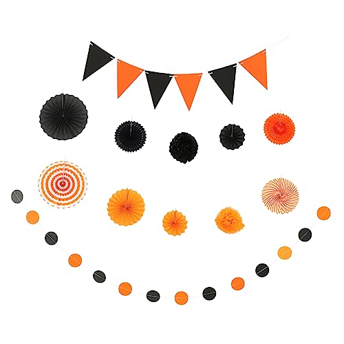 KICHOUSE 1 Satz Halloween Dekorationsset Teiliges Set mit Orangefarbenen und Schwarzen Papierfächern für Halloween Party Banner und Festliche Deko für Zuhause Bar und Schule KICHOUSE 1 Satz Halloween Dekorationsset Teiliges Set mit Orangefarbenen und Schwarzen Papierfächern für Halloween Party Banner und Festliche Deko für Zuhause Bar und Schule von KICHOUSE