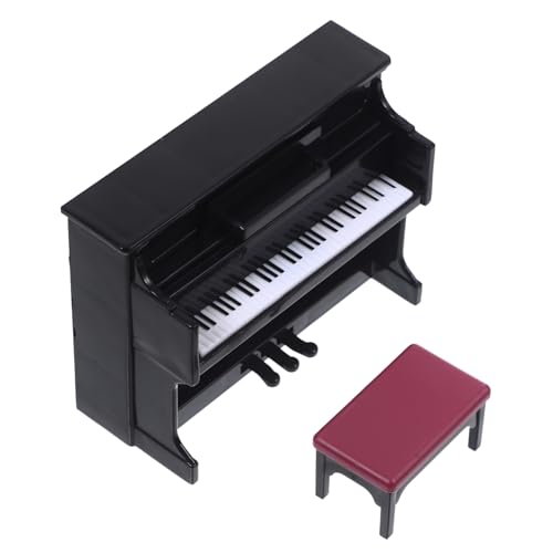 KICHOUSE 1 Satz Klaviermodell musikinstrumente Musik Instrumente klavierhocker Miniaturinstrument Decor deko Klaviatur Schemel puppenhaus zubehör mini Zubehör für Puppenhäuser Plastik Black von KICHOUSE