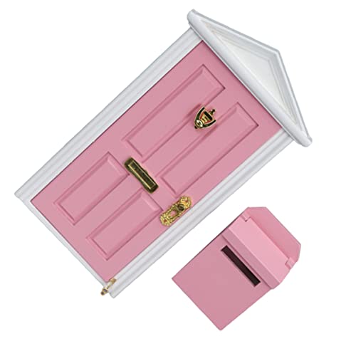 KICHOUSE 1 Satz Mini Möbel Türen Miniaturmöbel Mikro Miniatur-Mailbox-Modell Modelle Spielzeug Minitür Mini-Hausdekoration Puppenhaus obere Tür hölzerne Tür Möbeltür Rosa von KICHOUSE