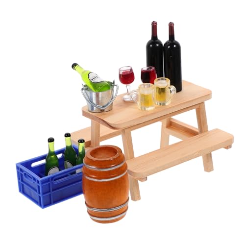 KICHOUSE 1 Satz Mini-Weinkeller Puppenhaus-Weingläser Mini-Hausgetränkezubehör kleine eiswürfel holztruhe klein deko Puppenhaus-Szenen-Requisiten Puppenhaus Eiswürfel Bier Fass von KICHOUSE