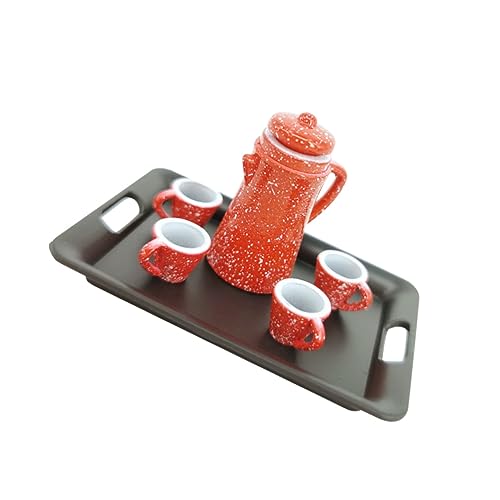 KICHOUSE Süßes Mini-teekannen- Und Teetassen-Set Feenhaus- -Ornament Für Kinder von KICHOUSE