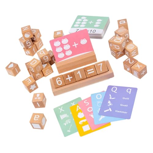 KICHOUSE 1 Satz Mit Digitalen Bausteinen Pädagogische Bausteine Nummernalphabetblöcke Lernspielzeug Für Lehrreich Bildungsblöcke Vorschulspielzeug Briefe Hölzern Khaki von KICHOUSE