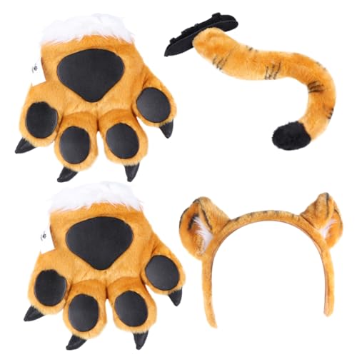KICHOUSE 1 Satz Schwanzhandschuh Erwachsene Stirnband Kindergarten-party-requisite Tiere Schwanzstütze Karikaturtiere Dekoration Dekorationszubehör Yellow Pp Baumwolle von KICHOUSE