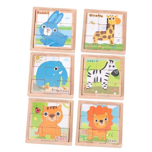 KICHOUSE 1 Satz Sechsseitige Malbausteine Lustiger Puzzleblock Puzzlespielzeug Cartoon-Puzzle Kreatives Rätsel Bildungsrätsel Kinderpuzzle Cartoon-rätsel Rätsel Zum Frühen Lernen Holz von KICHOUSE