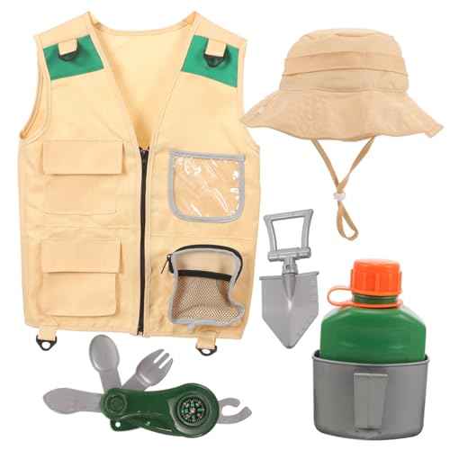 KICHOUSE 1 Satz Sie Unser Teiliges Explorer Kit mit Weste Hut Schaufel Kessel und Kompass für Outdoor und Rollenspiele KICHOUSE 1 Satz Sie Unser Teiliges Explorer Kit mit Weste Hut Schaufel Kessel und Kompass für Outdoor und Rollenspiele von KICHOUSE