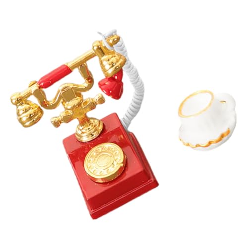 KICHOUSE Miniatur-Telefon-Set Retro-Miniatur-Telefonmodell für Mini-Puppenhaus- von KICHOUSE