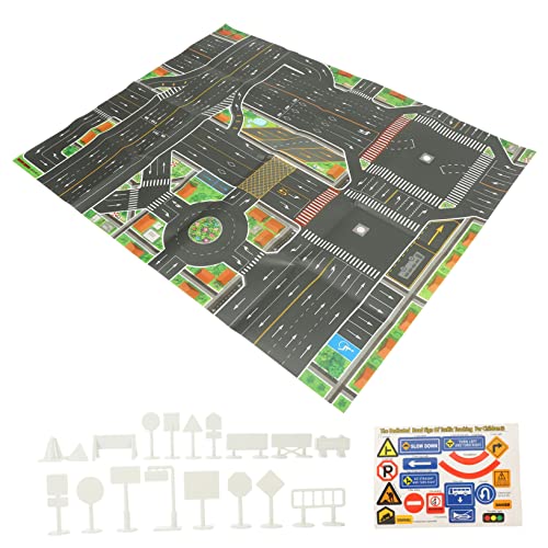 KICHOUSE 1 Satz Verkehrsregeln Game Matte Mini-Verkehrsschilder Kleinkindspielzeug Modellspielzeug-Verkehrszeichen Straßenspielzeug Straßenschild Plastik von KICHOUSE