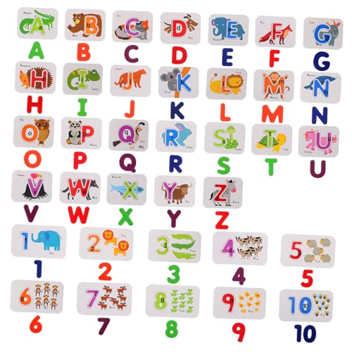 KICHOUSE 1 Satz Zahlen-Alphabet-Puzzle Buchstabenrätsel Alphabet-lernrätsel Alphabet-rechtschreibrätsel Hölzern von KICHOUSE