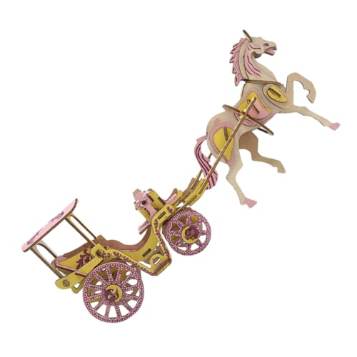 KICHOUSE 1 Satz Zusammengebautes Holzmodell für kinderspielzeug Decor pädagogisch für DIY Handwerk für lustige Kutschenrätsel Kutsche Puzzles zusammenbauen hölzern von KICHOUSE