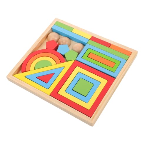 KICHOUSE 1 Satz aus Regenbogenbausteinen holzspielzeug Kindergeburtstag Geometric Building Block Toys pädagogisches Bausteinspielzeug hölzern von KICHOUSE
