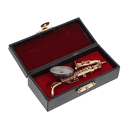 KICHOUSE 1 Set Altsaxophon Schickes Dekorationsbrett Pfanne Wurstgriff Bento Süßigkeiten Mini Saxophon Foto Dekorationsteller Tragbares Snacktablett Mit Deckel Desktop Saxophon von KICHOUSE