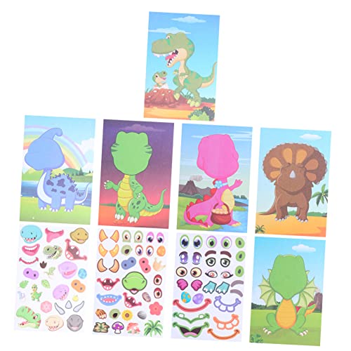 KICHOUSE 1 Set Dinosaurier Gesichtswechsel Aufkleber Machen Sie Einen Gesichtsaufkleber Machen Sie Ihren Eigenen Dinosaurier Aufkleber Dinosaurier Mix and Match Aufkleber Dinosaurier von KICHOUSE