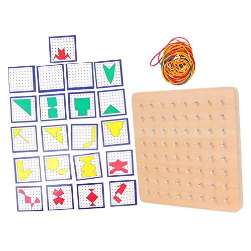 KICHOUSE 1 Set Holzspielzeug Lernspielzeug Kreatives Geoboard Geometrie Lernwerkzeug Geoboard Mathematik Lernwerkzeug Mathematik Lernwerkzeuge Nagelplatte Stecktafel von KICHOUSE
