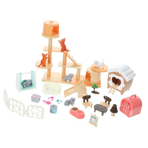 KICHOUSE 1 Set Katzenspielzeug Kleinkindspielzeug Rollenspiel Simulation Kinderspielzeug Katzen Spielset Katzenfiguren Spielset Zubehör Süße Katzenfiguren Fake Pretend von KICHOUSE
