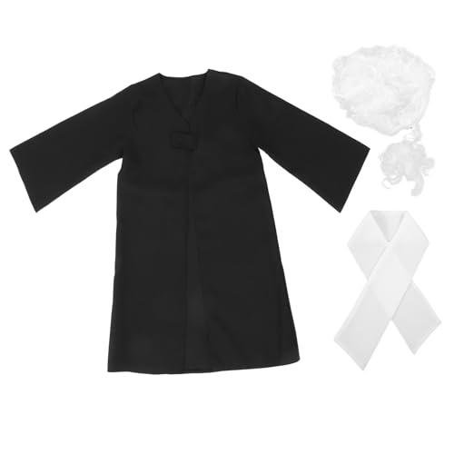 KICHOUSE Jungen Richter Anwalt Kostüm Perücke Set Jungen Und Mädchen Rollenspiel Richter Outfit Kind Richter Anzug Und Perücke Für Partys von KICHOUSE