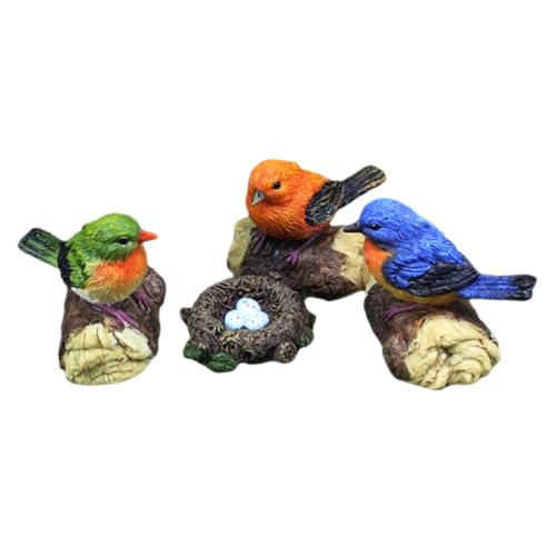 KICHOUSE Vögel Deko 1 Set Kunstharz Simulationsvogelstatue Künstliche Kleine Vogelfigur Mit Vogelnest Für Garten Und Balkon Dekorative Gartendekoration Wetterbeständige Vogelstatue Für Innen Und von KICHOUSE