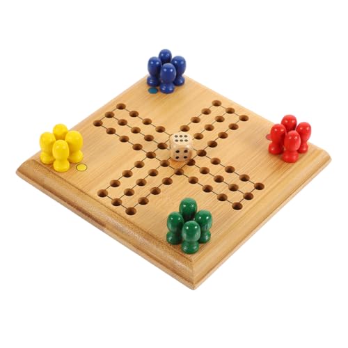 KICHOUSE 1 Set Mini Ludo Schach Kognitives Frühpädagogisches Pädagogisches Logik Denken Brettspiel Bambus von KICHOUSE