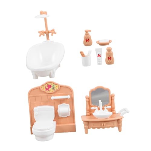 KICHOUSE 1 Set Miniatur Dollhouse Möbel Realistische Mikro -badezimmerzubehör Mini Badezimmer Requisiten Tischtoilettenbecken Badewanne Spiegel Ideal Für Dollhouse Und Spiel von KICHOUSE