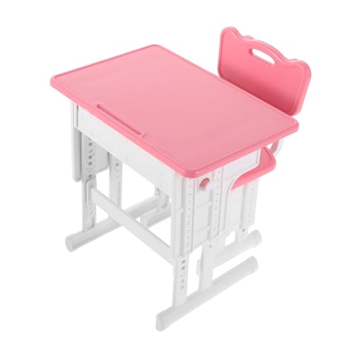 KICHOUSE 1 Set Puppenhausmöbel: Mini-schulschreibtisch Und -Stuhl, Modell, Miniatur-klassenzimmermöbel, Kinderspielspielzeug Für Puppenhaus-Foto-Requisiten, Rosa KICHOUSE 1 Set Puppenhausmöbel: Mini-schulschreibtisch Und -Stuhl, Modell, Miniatur-klassenzimmermöbel, Kinderspielspielzeug Für Puppenhaus-Foto-Requisiten, Rosa von KICHOUSE