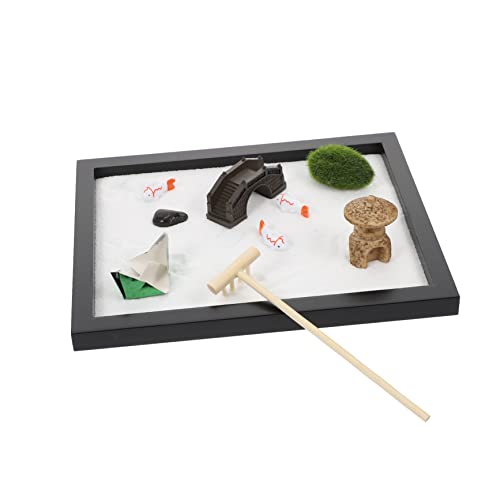 KICHOUSE 1 Set Zen Sandtisch Sandkasten Zen Garten Sand Zen Garten Für Schreibtischdekorationen Haushaltsgegenstände Sandtisch Ornament Figur Modell Tischdekoration Schwarz von KICHOUSE