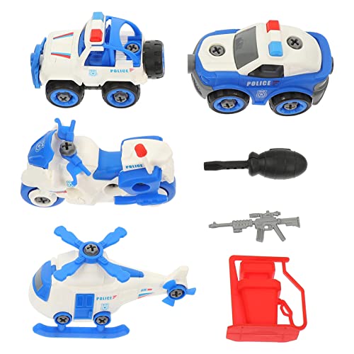 KICHOUSE 1 Set Zerlegbares Polizeiauto Modellauto Kinderspielzeug Montageauto Polizeimotorrad Kinderfahrzeug Auto Kinderfahrzeug Vorschulspielzeug Kinderauto von KICHOUSE